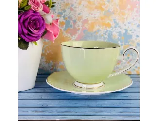 Набор чайных пар на 6 персон 12 предметов 250мл Lenardi 122-033 салатовый