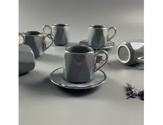 Набор кофейных пар на 6 персон 12 предметов 130мл Lenardi 122-103 серый