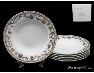 Набор 6 глубоких тарелок 23см Lenardi Золотой цветок 125-183