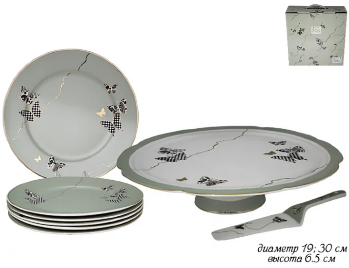 Набор для торта 8 предметов Lenardi Butterflyзелёный 133-094