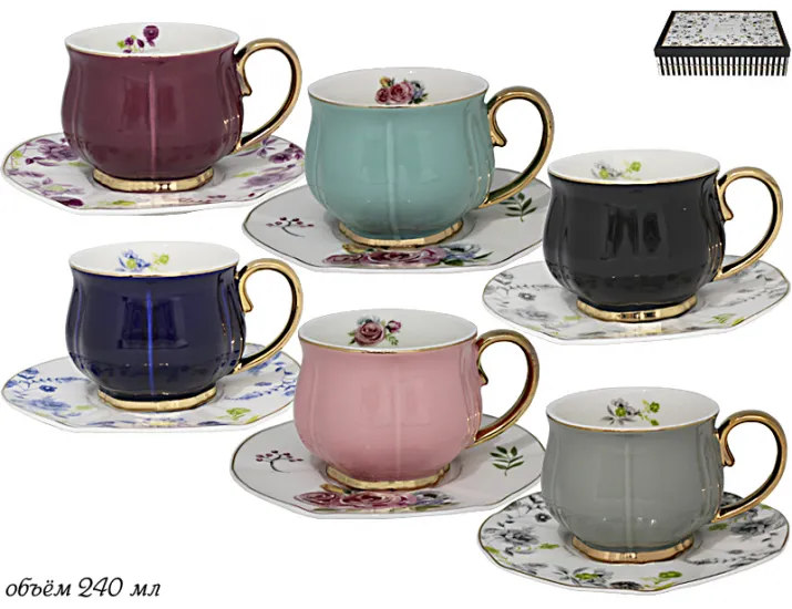 Набор чайных пар 12 предметов на 6 персон Lenardi, ассорти 133-115