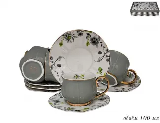 Набор кофейных пар 12 предметов на 6 персон Lenardi серый 133-170