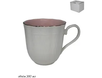 Кружка 380мл Lenardi белый с розовым 133-182