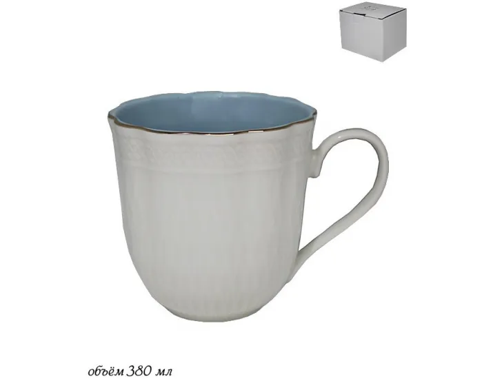 Кружка 380мл Lenardi белый с голубым 133-184