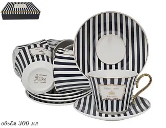 Набор чайных пар на 6 персон 12 предметов Lenardi полоска 133-187