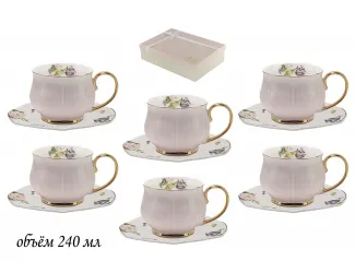 Набор чайных пар на 6 персон 12 предметов Lenardi бежевый 133-207