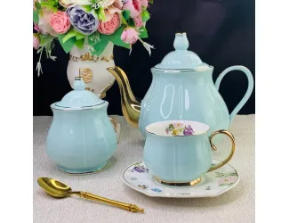 Чайный сервиз на 6 персон 16 предметов Lenardi голубой 133-212