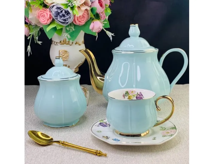 Чайный сервиз на 6 персон 16 предметов Lenardi голубой 133-212