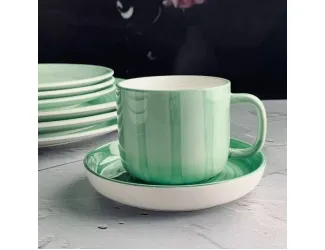 Набор чайных пар на 6 персон 12 предметов 250мл Lenardi Мадейра 133-238 зелёный