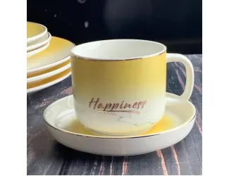 Набор чайных пар на 6 персон 12 предметов 250мл Lenardi Мадейра 133-241 жёлтый