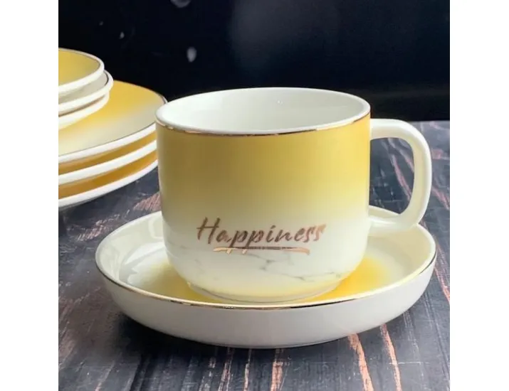 Набор чайных пар на 6 персон 12 предметов 250мл Lenardi Мадейра 133-241 жёлтый