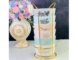 Набор из 6 салатников 350 мл на подставке 133-244