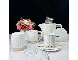 Чайный сервиз на 6 персон 15 предметов 240 мл Lenardi Эллада 133-271 белый