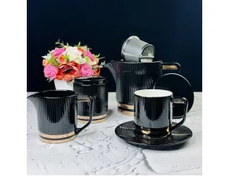 Чайный сервиз на 6 персон 15 предметов 240 мл Lenardi Эллада 133-272 чёрный