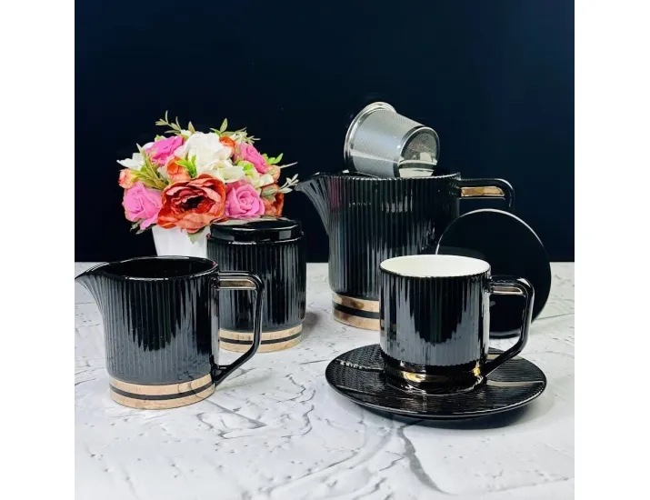 Чайный сервиз на 6 персон 15 предметов 240 мл Lenardi Эллада 133-272 чёрный