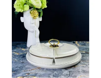 Менажница 28см с крышкой Lenardi Эллада 133-279 белая