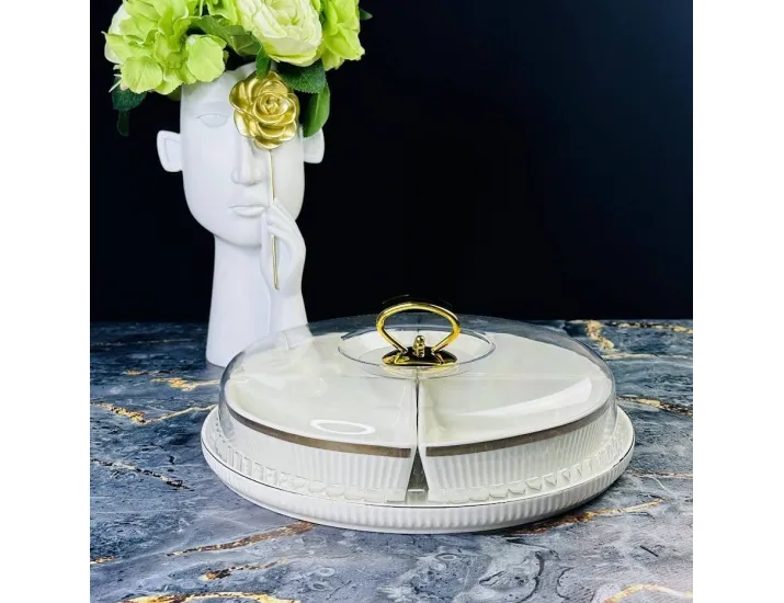 Менажница 28см ЭЛЛАДА с крышкой Lenardi Эллада 133-279 белая