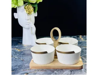 Набор из 4 салатников 10см на подставке Lenardi Эллада 133-265 белый