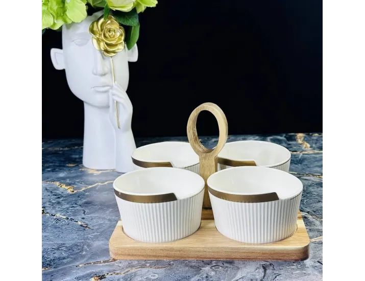 Набор из 4 салатников 10см на подставке Lenardi Эллада 133-265 белый