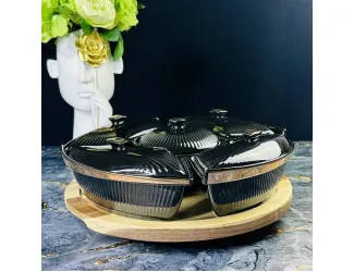 Менажница 30,5см на вращающейся подставке Lenardi Эллада 133-286 чёрная