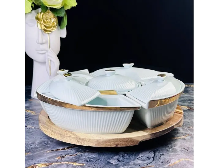 Менажница 30,5см ЭЛЛАДА на вращающейся подставке Lenardi Эллада 133-288 голубая