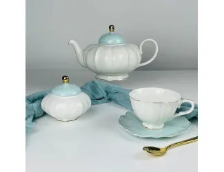 Чайный сервиз на 6 персон 14 предметов Lenardi 133-408 голубой