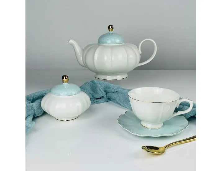 Чайный сервиз на 6 персон 14 предметов Lenardi 133-408 голубой