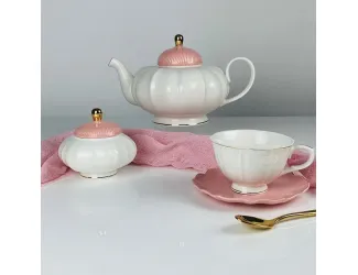 Чайный сервиз на 6 персон 14 предметов Lenardi 133-409 розовый