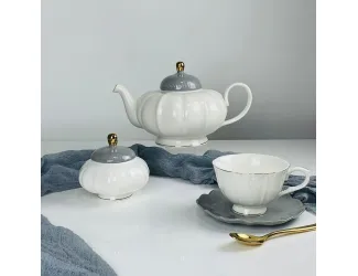 Чайный сервиз на 6 персон 20 предметов Lenardi 133-414 серый