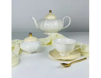 Чайный сервиз на 6 персон 14 предметов Lenardi 133-411 жёлтый