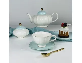 Чайный сервиз на 6 персон 22 предметов Lenardi 133-412 голубой