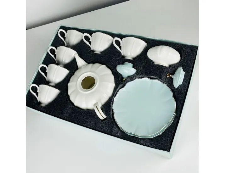 Чайный сервиз на 6 персон 22 предметов Lenardi 133-412 голубой