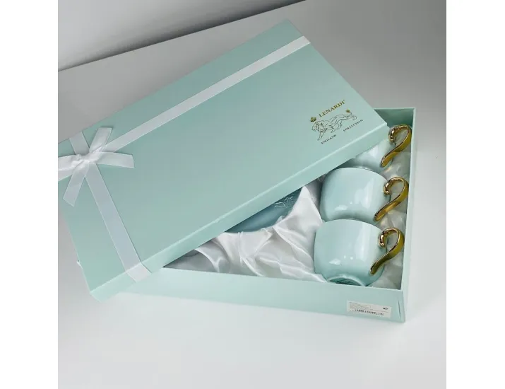 Набор чайных пар на 6 персон 12 предметов 240мл Lenardi 133-418 голубой