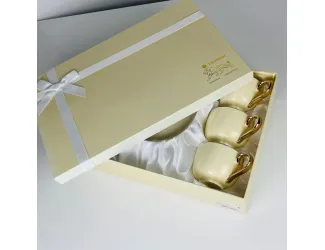 Набор чайных пар на 6 персон 12 предметов 240мл Lenardi 3-419 жёлтый