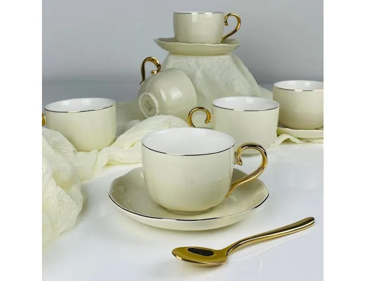 Набор чайных пар на 6 персон 12 предметов 240мл Lenardi 133-421 серый