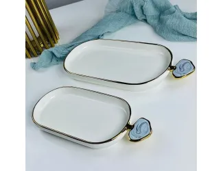 Набор из 2 овальных блюд 25х11х2,5/30,5х14х3см ЛАЗУРИТ 133-469