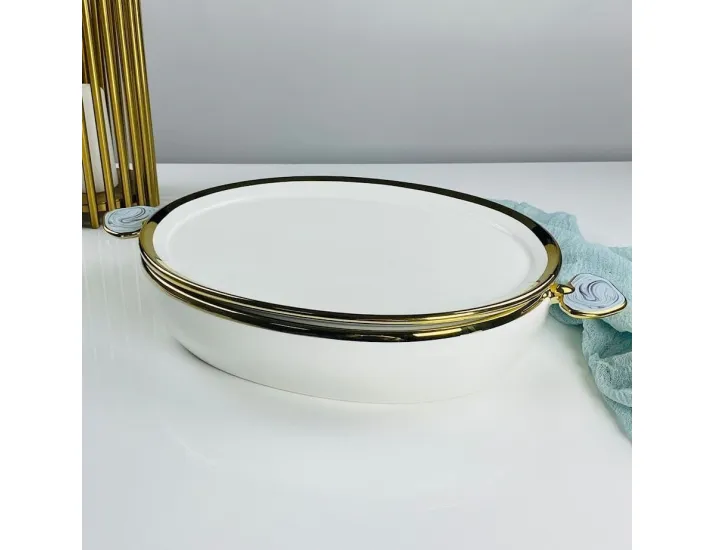 Овальное блюдо 44х25,5х7,5см с крышкой/блюдо Lenardi Лазурит 133-474