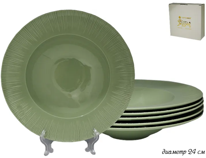 Набор из 6 глубоких тарелок 24см Lenardi GREENWHITE 135-004