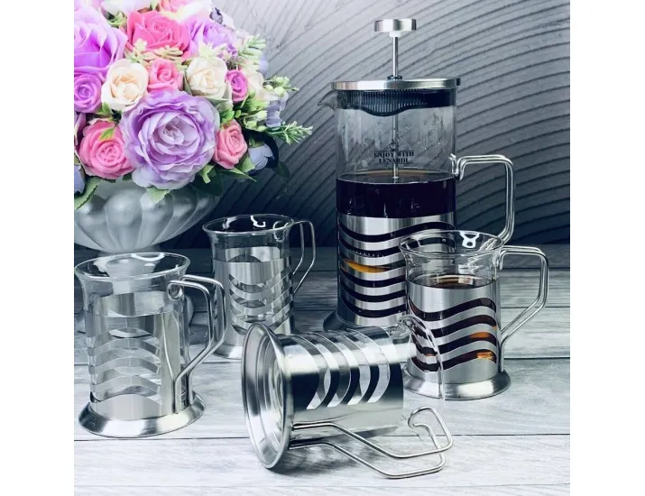 Френч-пресс 1000мл и 4 стакана 200мл Lenardi 139-039