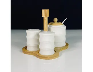 Набор для специй с сахарницей 300мл на подставке Lenardi Bamboo 140-158