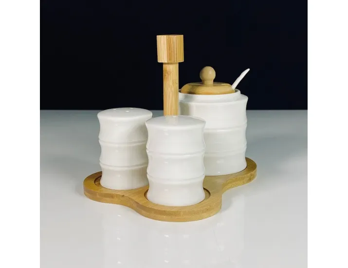 Набор для специй с сахарницей 300мл на подставке Lenardi Bamboo 140-158