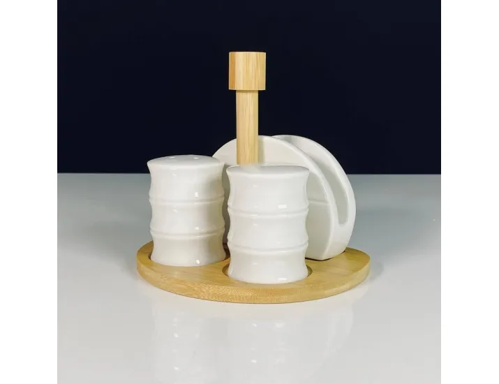 Набор для специй с салфетницей на подставке Lenardi Bamboo 140-159