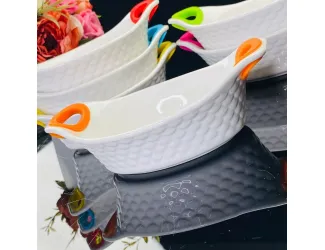 Набор из 6 овальных салатников 17см с силикон.ручками 142-031