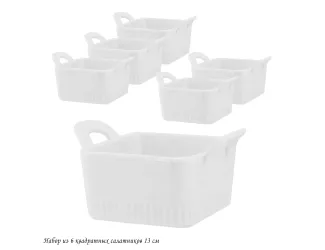 Набор из 6 квадратных салатников 13см 142-054