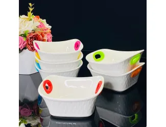 Набор из 6 квадратных салатников 13см с силикон.ручками 142-062