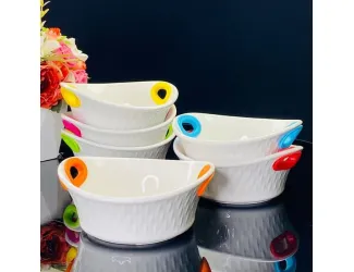 Набор из 6 круглых салатников 14см с силикон.ручками 142-063