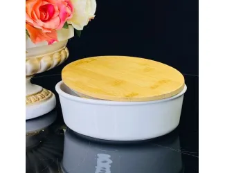 Круглое блюдо для запекания 21см с бамбук.крышкой 142-090