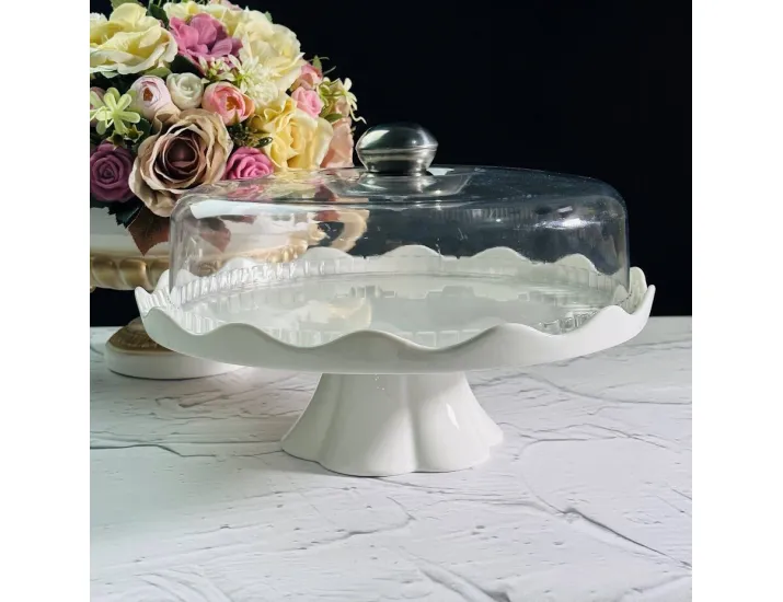 Тортовница 30см на ножке с крышкой Lenardi Шармель 142-108