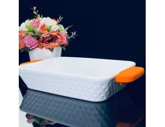 Прямоугольное блюдо для запекания 26см с силикон.ручками 142-142