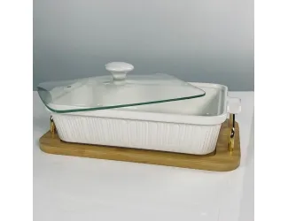 Прямоугольное блюдо для запекания 36см с крышкой на подставке 142-158